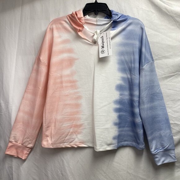 Minipeach Tops - Minipeach Tie Dye Hoodie T-Shirt Women Small V-neck Long Sleeve Top
